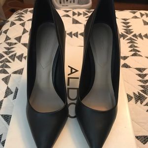 Aldo Black Leather Heels